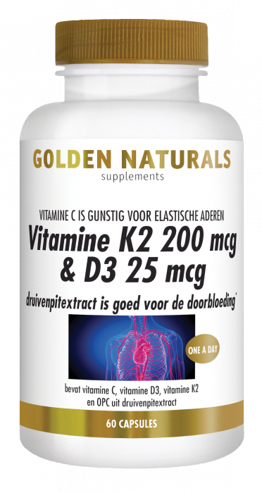 Vitamine K2 200 mcg & D3 25 mcg 60 vegetarische capsules