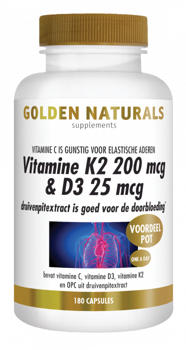 Vitamine K2 200 mcg & D3 25 mcg 180 vegetarische capsules